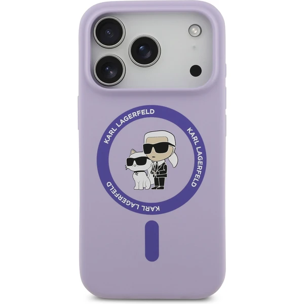Karl Lagerfeld Liquid Silicone Karl and Choupette MagSafe kryt iPhone 17 Pro fialový - Pouzdra - Obrázek 080f8374f70942a1afb907d7c7769d80