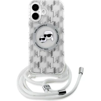 Karl Lagerfeld IML Monogram Crossbody K&CH Heads MagSafe kryt pro iPhone 16 čirý - Pouzdra