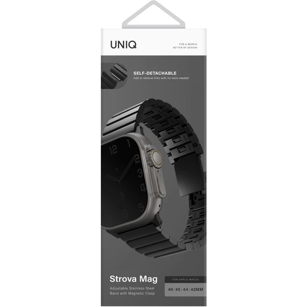 UNIQ Strova Mag ocelový řemínek pro Apple Watch 49/46/45/44/42mm černý - Řemínky - Obrázek 08O4000J01