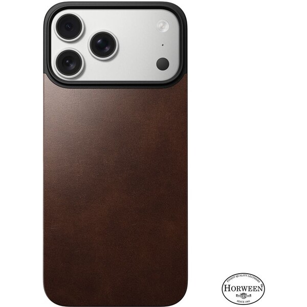 Nomad Magnetic Leather Back (Horween) Magsafe kožený kryt iPhone 17 Pro Rustic Brown