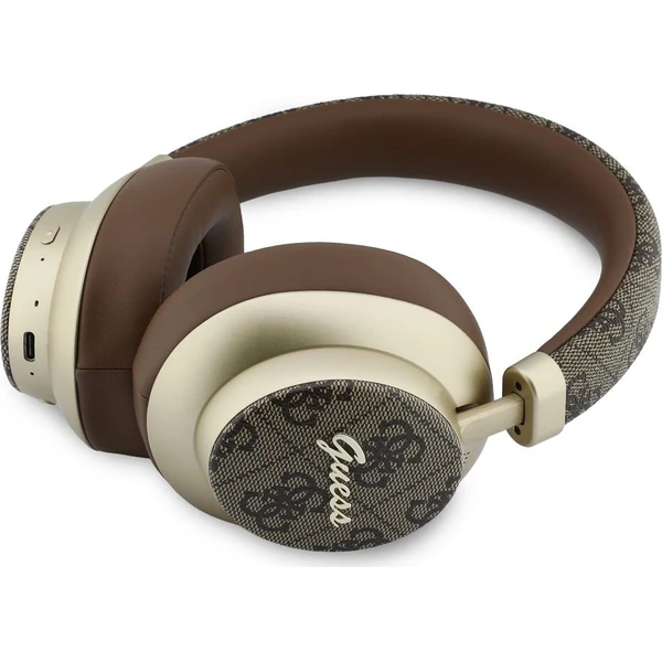 Guess PU 4G Gold Script Metal Logo ENC bezdrátová sluchátka hnědá - Sluchátka - Obrázek 08e16507d16142b4b0d98671c268c747