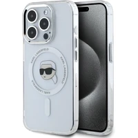 Karl Lagerfeld IML Karl Head Metal Frame MagSafe zadní kryt pro iPhone 15 Pro Max čirý - Pouzdra