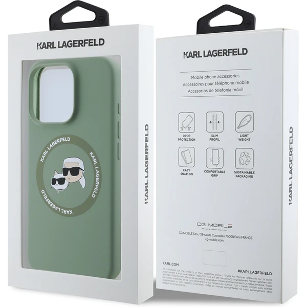 Karl Lagerfeld Liquid Silicone K&CH Heads MagSafe kryt iPhone 16 Pro zelený - Pouzdra - Obrázek 0916c62fef86448e9859c03057293b36