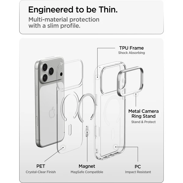 Spigen Ultra Hybrid Optik S MagSafe kryt iPhone 18 Pro Max/17 Pro Max clear silver - Pouzdra - Obrázek 09176ea0be8a4e7f951a5b3874bbeee2