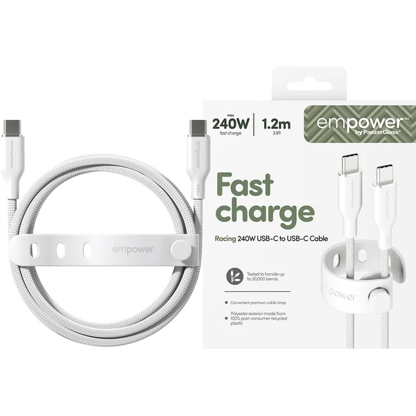 PanzerGlass USB-C/USB-C napájecí kabel 240W 1,2m bílý - Kabely a redukce - Obrázek 093J000K01