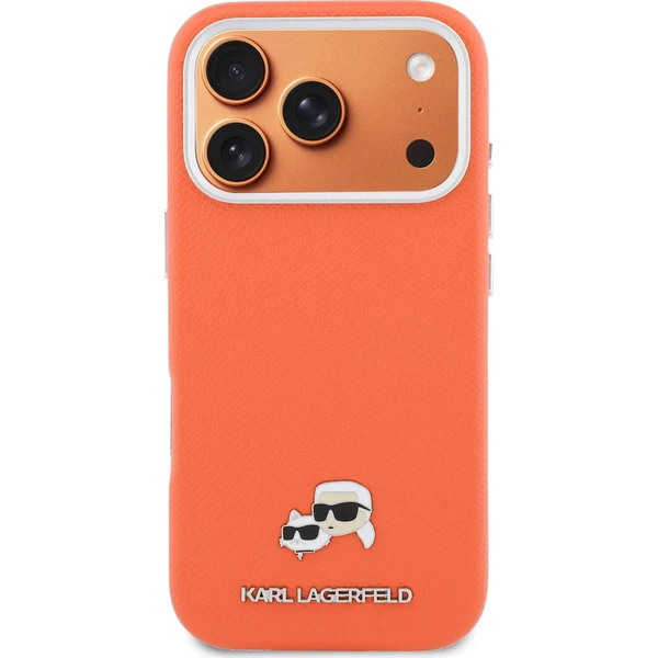 Karl Lagerfeld PU Karl and Choupette Heads Pins MagSafe kryt iPhone 17 Pro oranžový - Pouzdra - Obrázek 0949cd22ef164a87b5c856dbf15403af