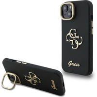 Guess PU Grained 4G Logo Stand Camera Frame kryt iPhone 15 černý - Pouzdra