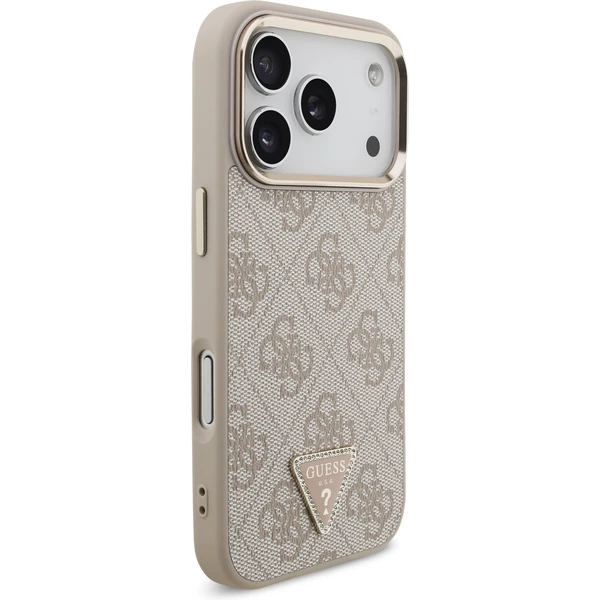 Guess PU Leather 4G Triangle Logo Gold Frame MagSafe kryt iPhone 17 Pro růžový - Pouzdra - Obrázek 0964ff850faa4661a3a43052026c1d9e
