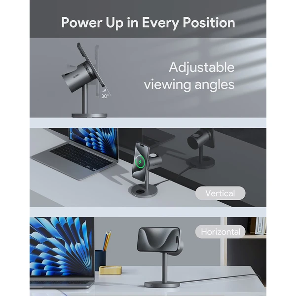 AUKEY LC-MC311A MagFusion 3-in-1 Pro Qi2 nabíječka s chlazením šedá - Nabíječky - Obrázek 09ac75d337034948b3777b9b5ba7675c