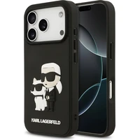 Karl Lagerfeld 3D Rubber Karl and Choupette kryt iPhone 17 Pro černý - Pouzdra
