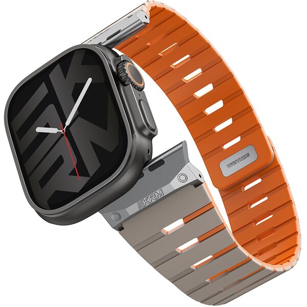 SKINARMA Gemini magnetický řemínek Apple Watch 49/46/45/44mm šedý