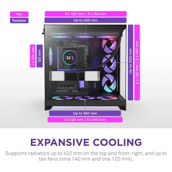 NZXT H9 Flow RGB+ černá - Počítačové skříně - Obrázek 0B7K000K01
