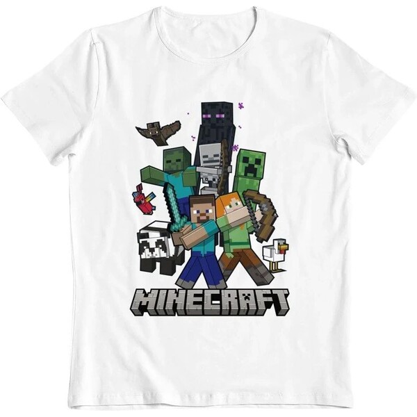 Tričko dětské Minecraft - Characters Tower (11-12 let) Bílá