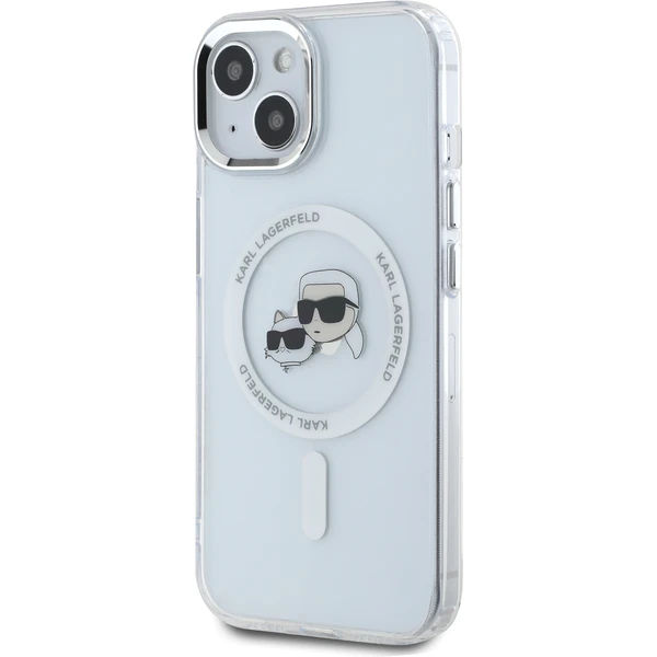 Karl Lagerfeld IML K&CH Heads Metal Frame MagSafe zadní kryt iPhone 15 čirý - Pouzdra - Obrázek 0CO5000J01
