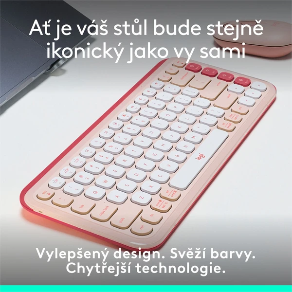 Logitech POP ICON KEYS (US) klávesnice růžová - Klávesnice - Obrázek 0CU8000O01