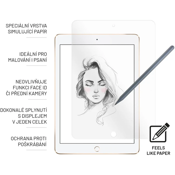 FIXED PaperGlass sklo na psaní a kreslení pro iPad 10,2" (2019/2020/2021) čiré - Ochranné folie a skla - Obrázek 0EK0G00101