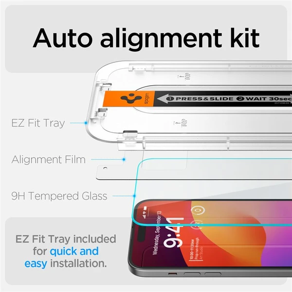 Spigen Glass tR EZ Fit HD tvrzené sklo iPhone 16/15 čiré - Ochranné folie a skla - Obrázek 0IZ8000601