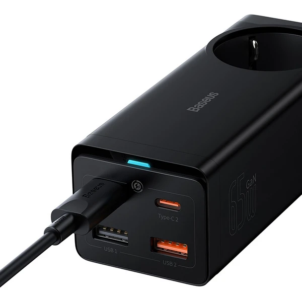 Baseus GaN3 Pro rychlonabíječka 2x USB-C, 2x USB + AC 65W černá - Nabíječky - Obrázek 0JGE000L01