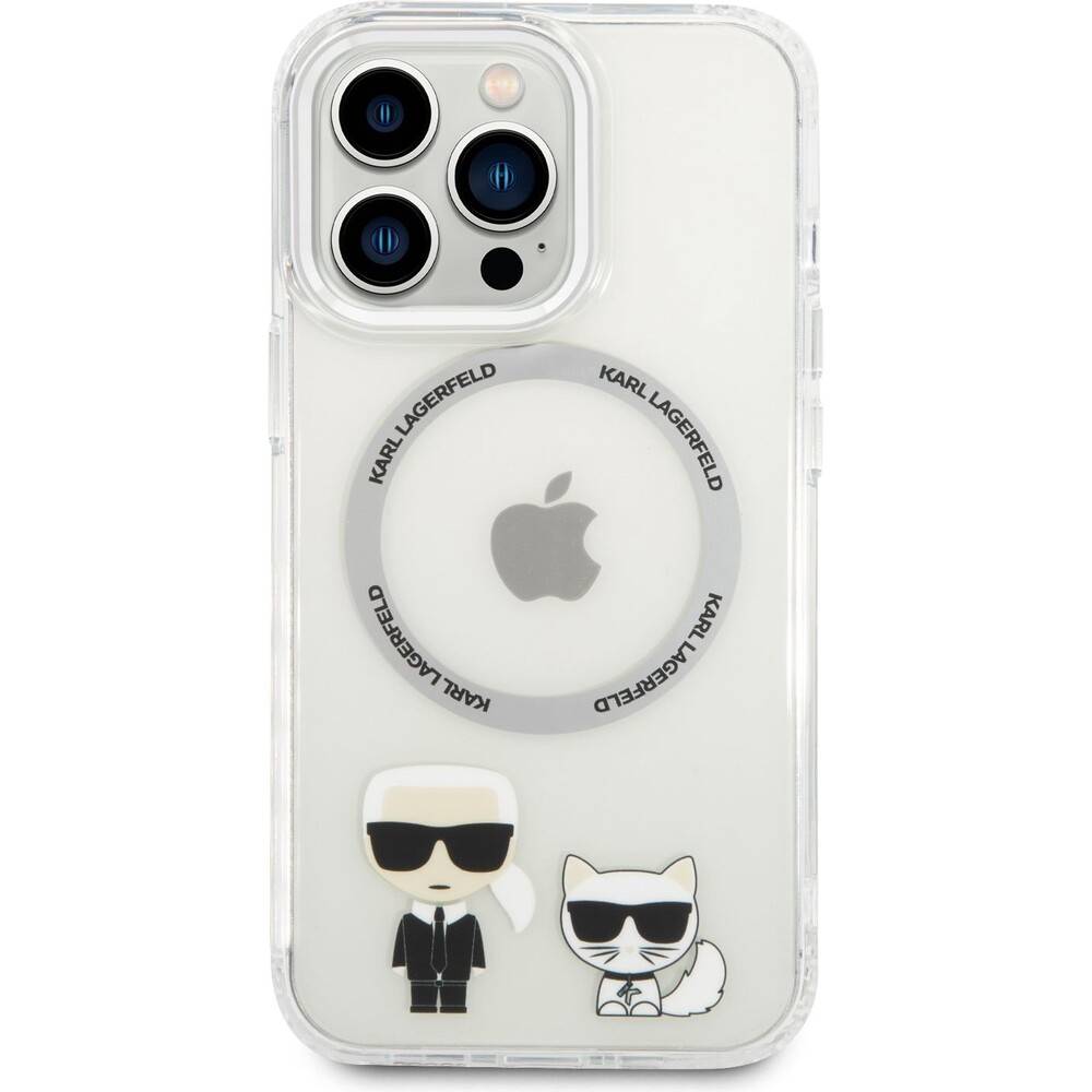 Karl Lagerfeld MagSafe kryt Karl and Choupette iPhone 14 Pro čirý
