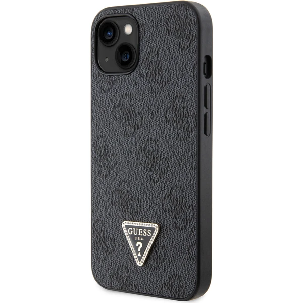 Guess PU 4G Strass Triangle Metal Logo kryt iPhone 15 černý - Pouzdra - Obrázek 0XX4000701