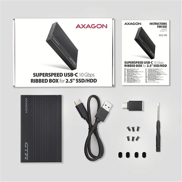 AXAGON EE25-GTR RIBBED externí box pro 2,5“ disk - Externí boxy - Obrázek 0ZS6000701