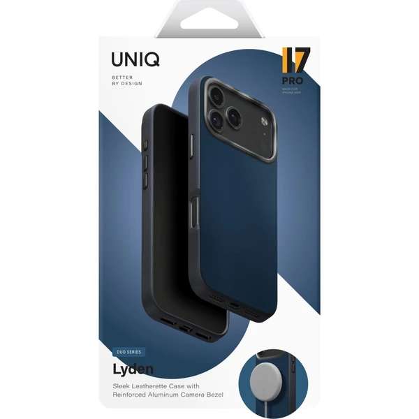 UNIQ Lyden DS Premium Leatherette MagClick MagSafe kryt iPhone 17 Pro Steel Blue - Pouzdra - Obrázek 0a05eb4fcbf64ec693a155c592bfdd10
