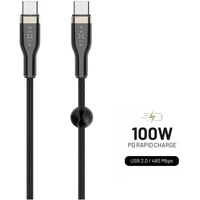 FIXED USB-C/USB-C napájecí kabel 100W 1,2m černý - Kabely a redukce