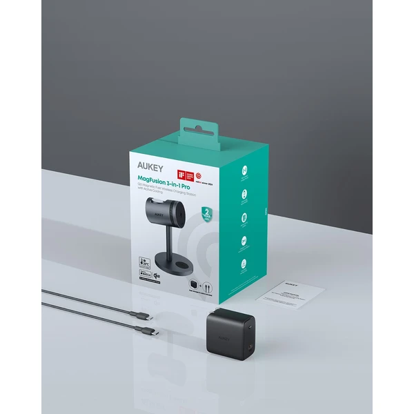 AUKEY LC-MC311A MagFusion 3-in-1 Pro Qi2 nabíječka s chlazením šedá - Nabíječky - Obrázek 0aa673fea01e44c0a02450d73d7b5791