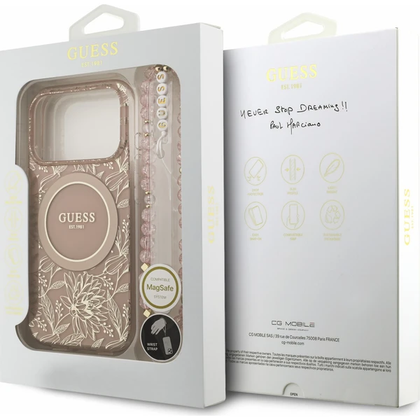 Guess IML Flowers Allover Strap MagSafe kryt iPhone 18 Pro růžový - Pouzdra - Obrázek 0b29ca54e4304dac9b5846c129d03364