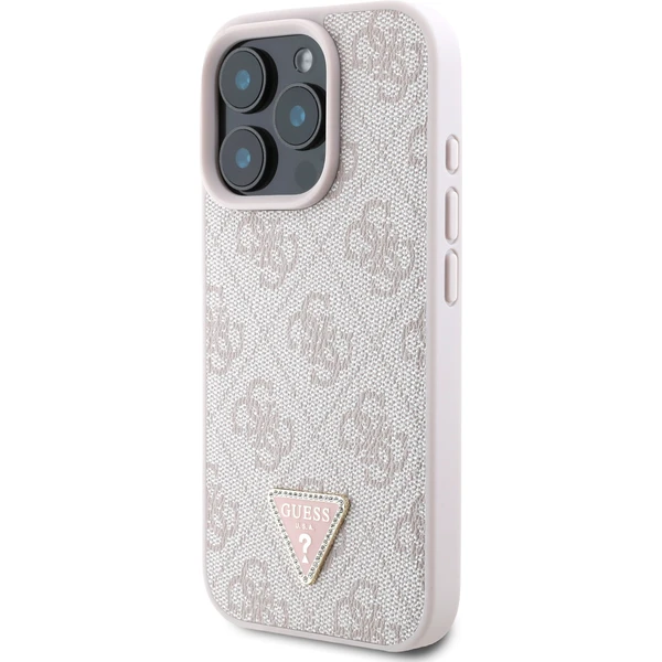 Guess PU 4G Strass Triangle Metal Logo kryt pro iPhone 16 Pro Max růžový - Pouzdra - Obrázek 0b52c04e3cad447fa5cfc000536ffed3