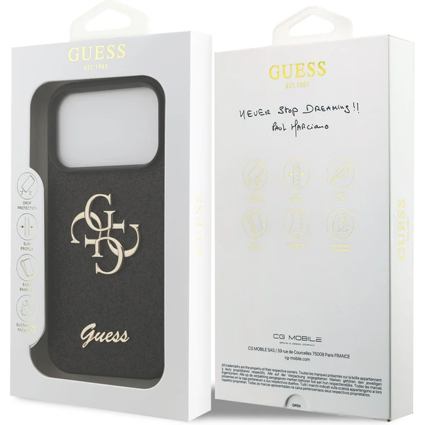 Guess PU Fixed Glitter 4G Metal Logo kryt iPhone 17 Pro černý - Pouzdra - Obrázek 0bd1955d98c64b668abf7046c9066b02