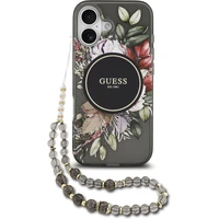 Guess IML Flowers Strap MagSafe kryt iPhone 17 černý - Pouzdra