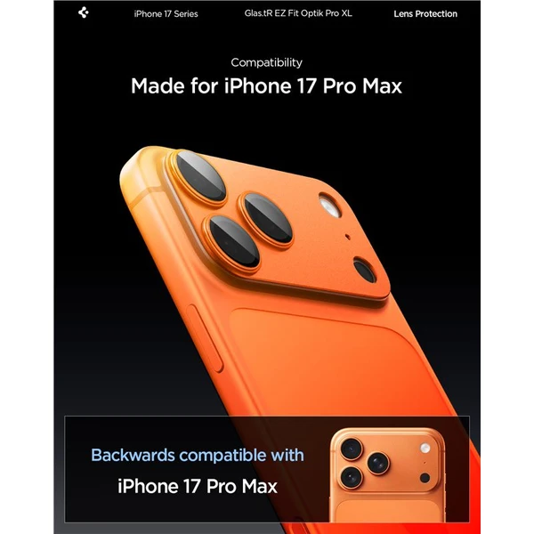 Spigen Glass tR EZ Fit Optik Pro XL sklo na fotoaparát iPhone 17 Pro Max oranžové - Ochranné folie a skla - Obrázek 0c2c6844e4cd4684915d7a84bc1f56e8