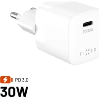 FIXED Mini GaN nabíječka s USB-C a PD, 30W, bílá - Nabíječky