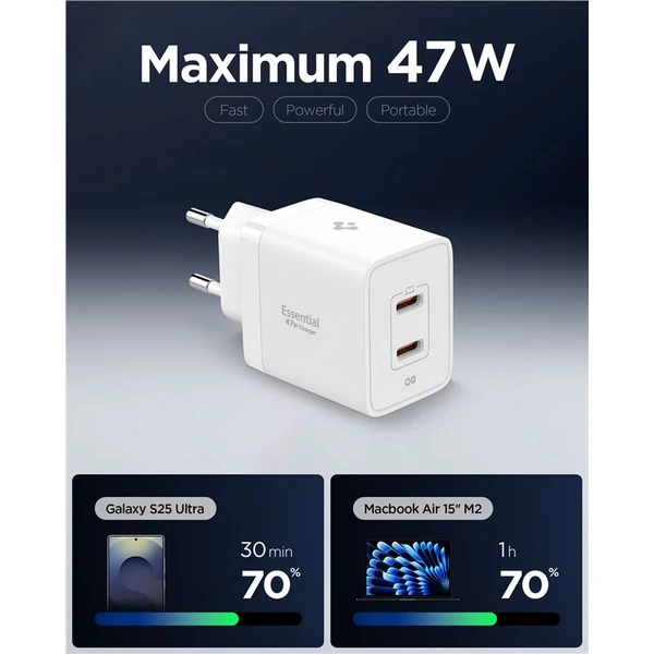 Spigen Essential 47W USB-C nabíječka (EE472EU) bílá - Nabíječky - Obrázek 0c795da2c34c43f39420b0cdc352aea4