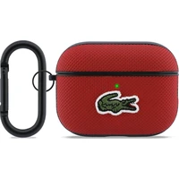 Lacoste Petit Pique Croc Logo Patch Pouzdro pro AirPods Pro 3 červené - Pouzdra