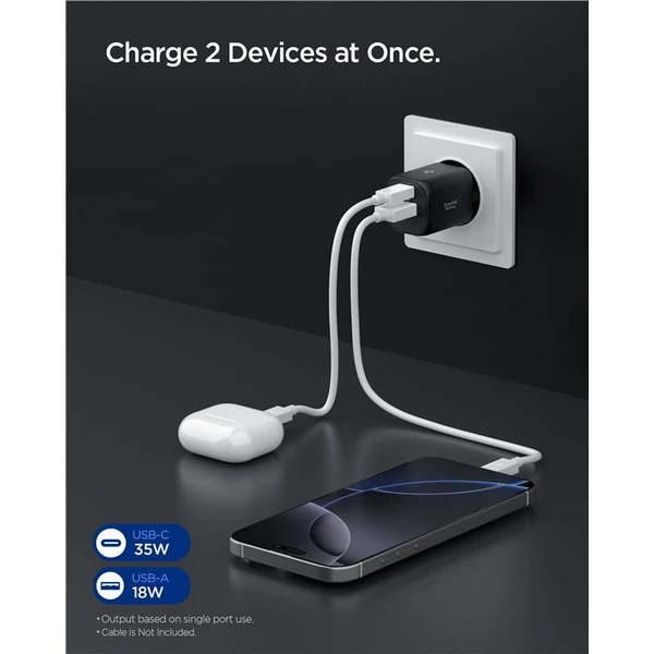 Spigen Essential EE352EU (35W) USB-C/USB-A nabíječka černá - Nabíječky - Obrázek 0c8163e543784e4597f7c30f20c32590