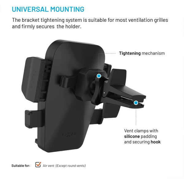 FIXED Iconiq Vent univerzální držák do auta s úchytem na ventilační mřížku černý - Držáky - Obrázek 0cdac0c25e284cb3a4155603f02c5a35