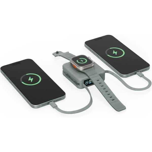 ENERGEA MagPac Mini Plus MagSafe powerbanka s kabelem, 10000mAh, šedozelená - Powerbanky - Obrázek 0cfa0f4501fe425c8df525c7c074f688