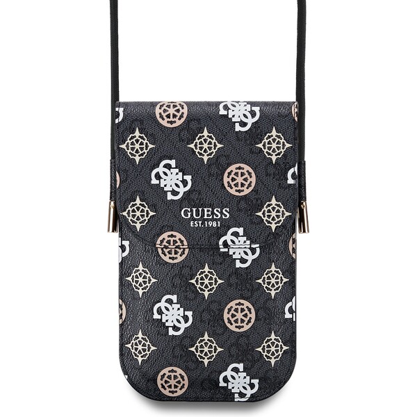 Guess PU 4G Peony Multicolor taška na telefon černá