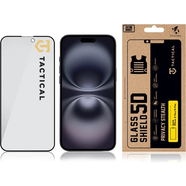 Tactical Glass Shield Privacy Stealth 5D sklo Apple iPhone 15 Plus/16 Plus černé - Ochranné folie a skla - Obrázek 0d42577d5813408e92600783e941b977