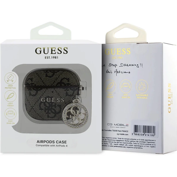 Guess 4G Script PC/PU Charm pouzdro AirPods 4 hnědé - Pouzdra - Obrázek 0d42944843d246b3aee51e38aa74d56f