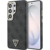 Guess PU Leather 4G Strass Triangle Logo Gold Frame Magnetic kryt Samsung Galaxy S26 Ultra šedý - Pouzdra