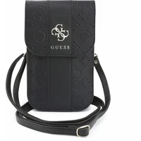 Guess PU 4G Peony Stripe Metal Logo taška na telefon černá - Pouzdra