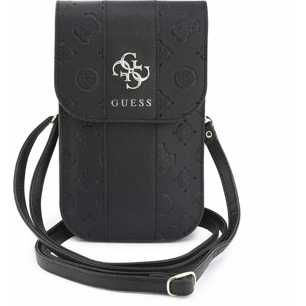 Guess PU 4G Peony Stripe Metal Logo taška na telefon černá