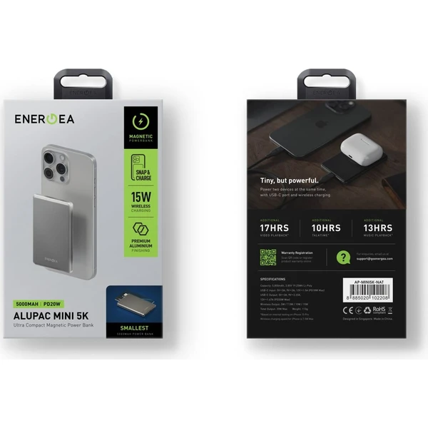 ENERGEA AluPac Mini 5K, MagSafe hliníková powerbanka, 5000mAh, přírodní titan - Powerbanky - Obrázek 0dd51007389c49db9461ed9fc1b20d8b