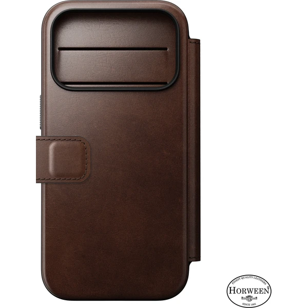 Nomad Modern Leather Folio (Horween) MagSafe kožené pouzdro iPhone 18 Pro Rustic Brown - Pouzdra - Obrázek 0e02b144b9414372900085d695390644