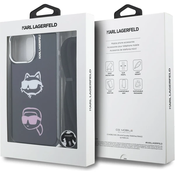 Karl Lagerfeld IML Crossbody K&CH Heads Zadní Kryt pro iPhone 16 Pro černý - Pouzdra - Obrázek 0e1cbd6fe40043579ed4c521cebaac70