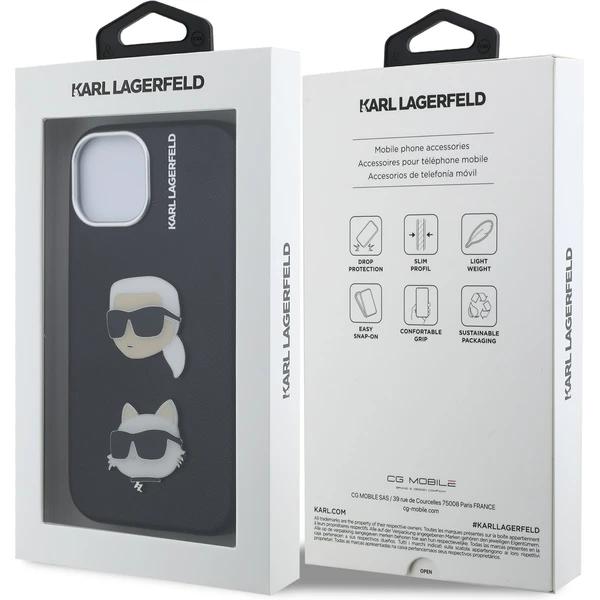 Karl Lagerfeld Grained PU K&CH Heads kryt iPhone 15 černý - Pouzdra - Obrázek 0e6aed40cc9d4ecb9f07f198da2311a0