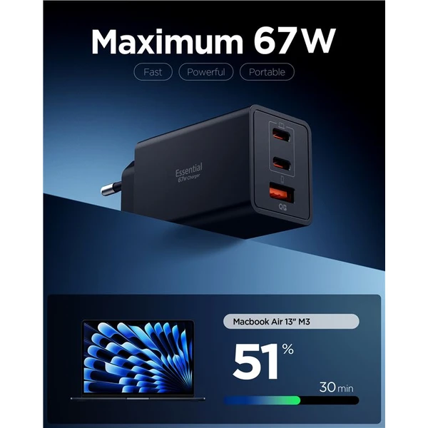 Spigen Essential 67W USB-C/USB-A nabíječka (EE673EU) černá - Nabíječky - Obrázek 0f0f8b8a852047878397665e0d4b3773